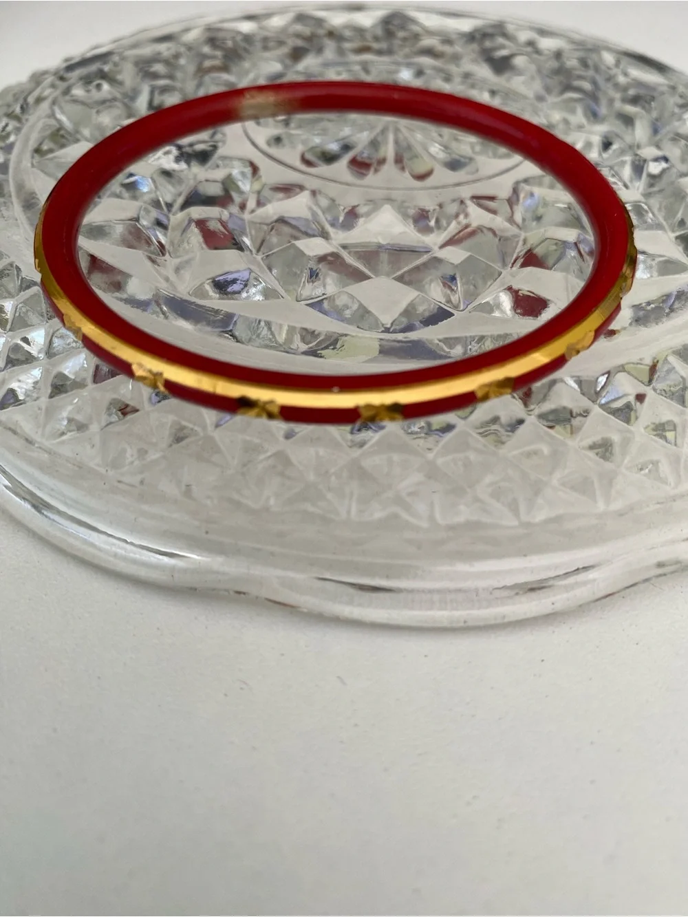 Gold-Accent Red Enamel Bangle Bracelet - Women's Jewelry